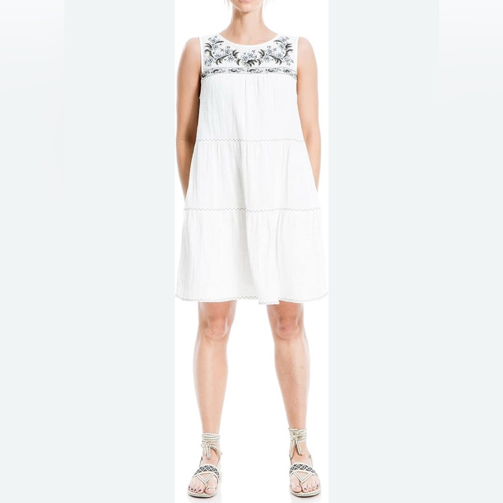 NWT MAX STUDIO Sleeveless Embroidered Short Dress Size S